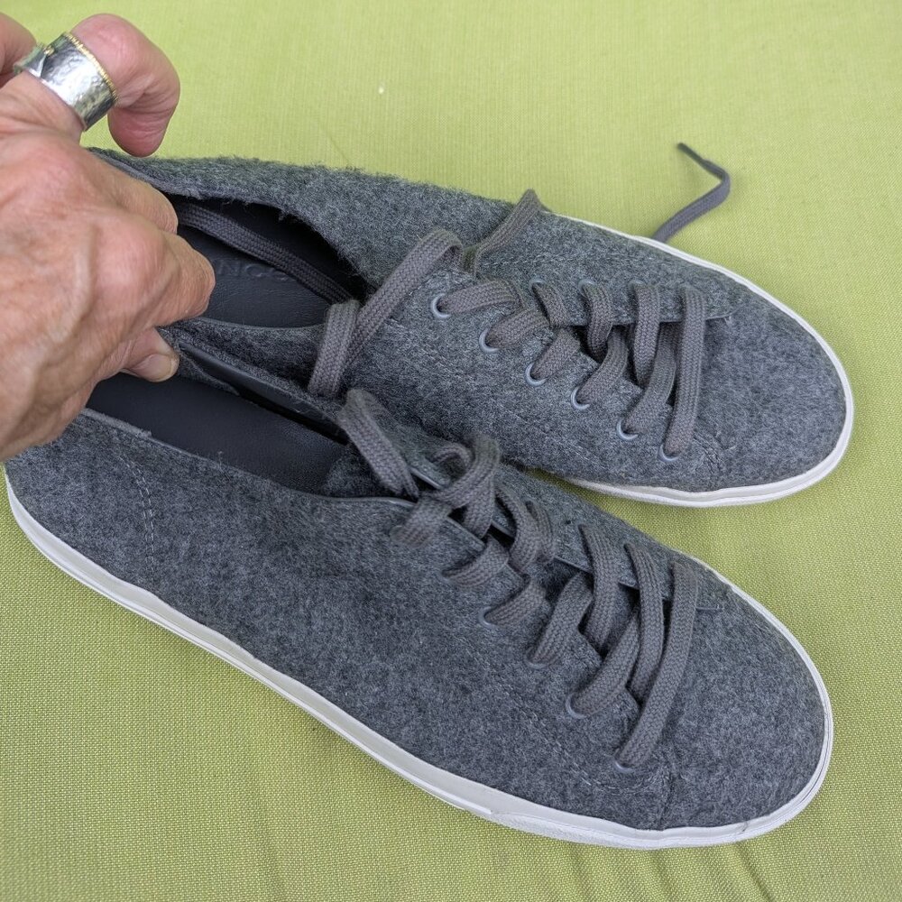Vince Heaton Wool Lace Up Sneakers Shoes Gray Platform Low Casual Women's 7.5 M‎